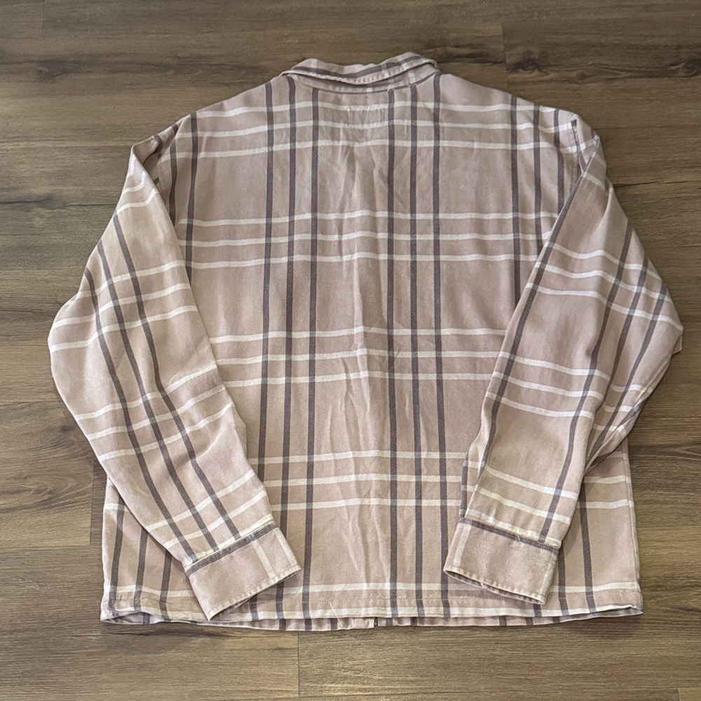Men's Pacsun Brown Washed Cropped Flannel Shirt. Size Med - Picture 5 of 7